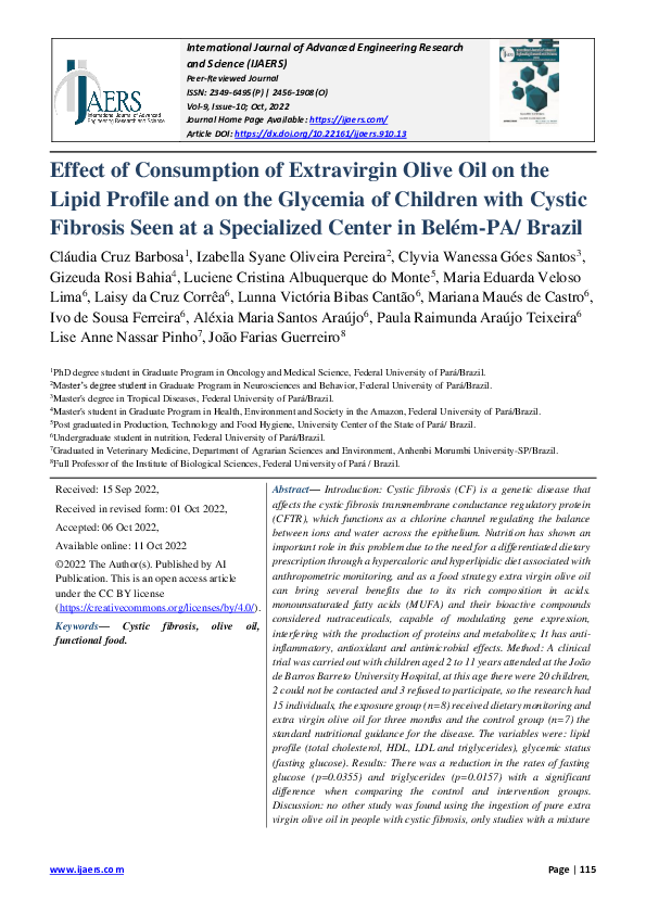 (PDF) Effect of Consumption of Extravirgin Olive Oil on the Lipid ...
