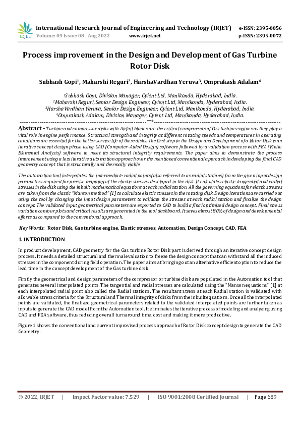 (PDF) Process improvement in the Design and Development of Gas Turbine ...