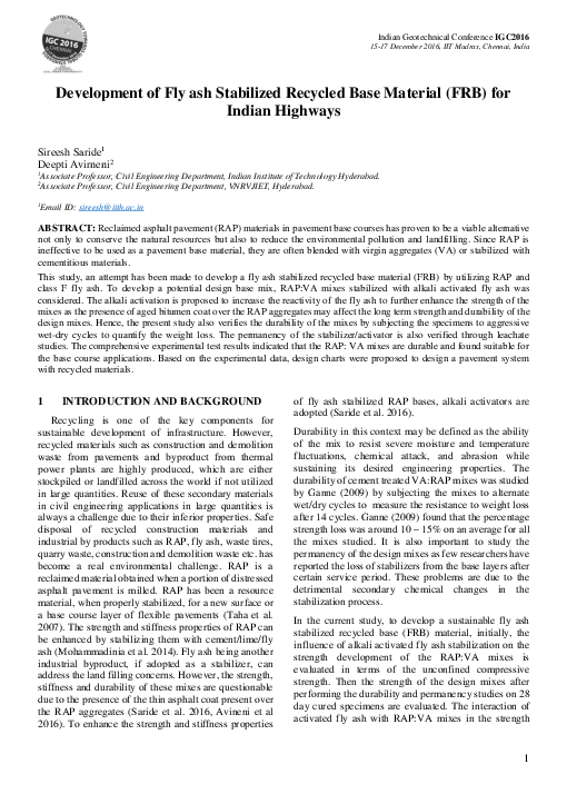 (PDF) Development of Fly Ash Stabilized Recycled Base Material (FRB ...