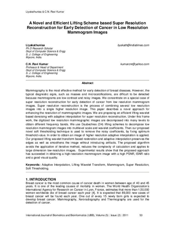 (PDF) A Novel and Efficient Lifting Scheme based Super Resolution ...