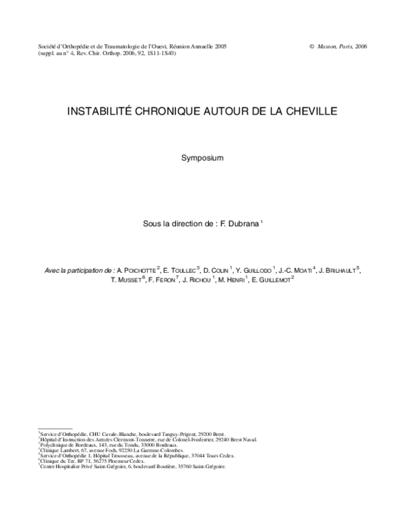 (PDF) Instabilité chronique autour de la cheville