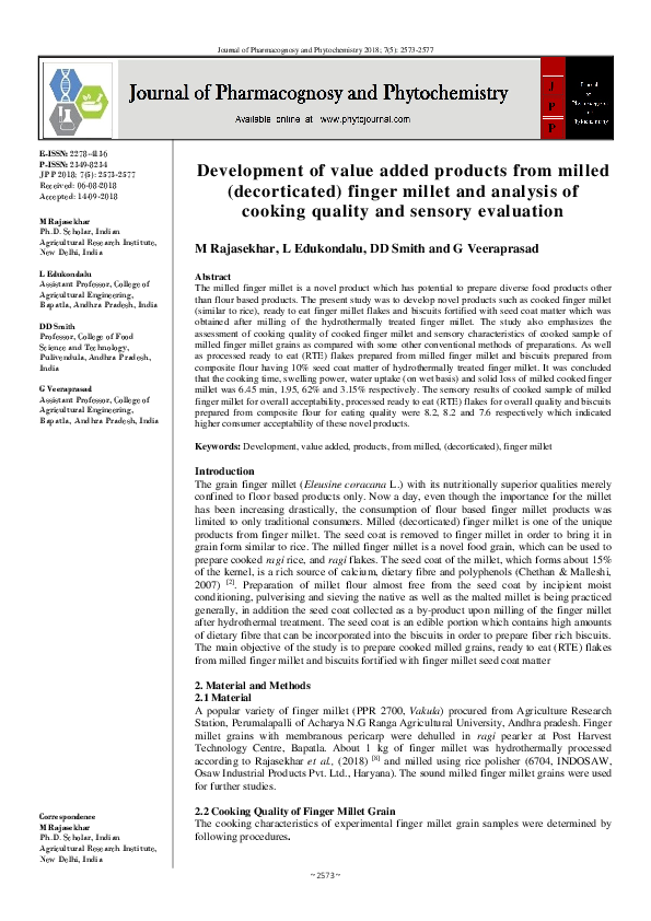(PDF) Development of value added products from milled (decorticated ...