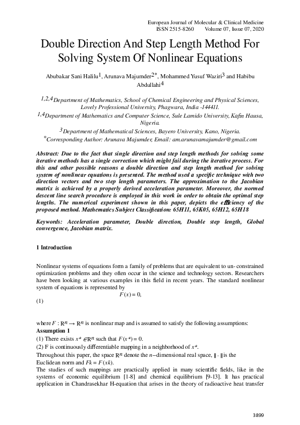 (PDF) Double Direction And Step Length Method For Solving System Of ...