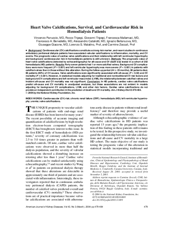 (PDF) Heart valve calcifications, survival, and cardiovascular risk in ...