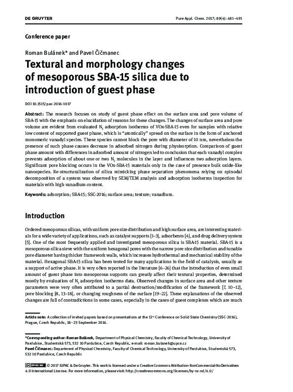 (PDF) Textural and morphology changes of mesoporous SBA-15 silica due ...