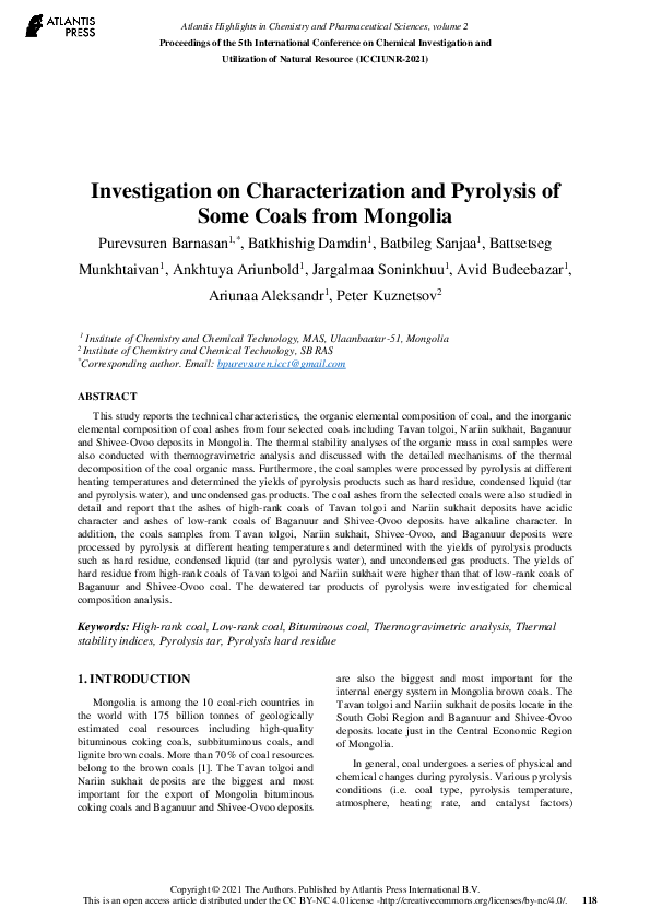 (PDF) Investigation on Characterization and Pyrolysis of Some Coals ...
