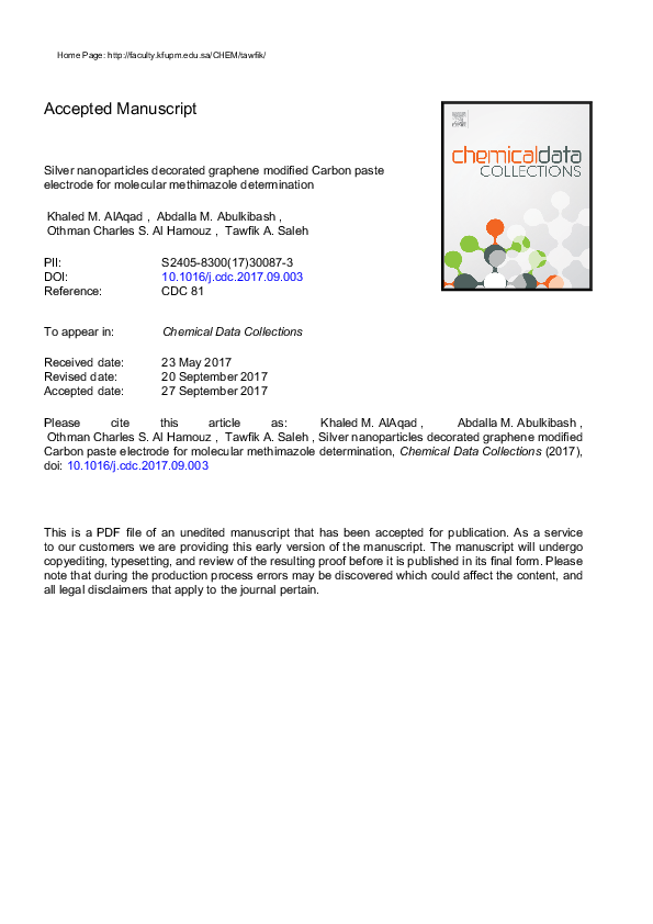 (PDF) Silver nanoparticles decorated graphene modified Carbon paste ...