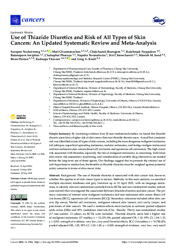 (PDF) Use of Thiazide Diuretics and Risk of All Types of Skin Cancers ...