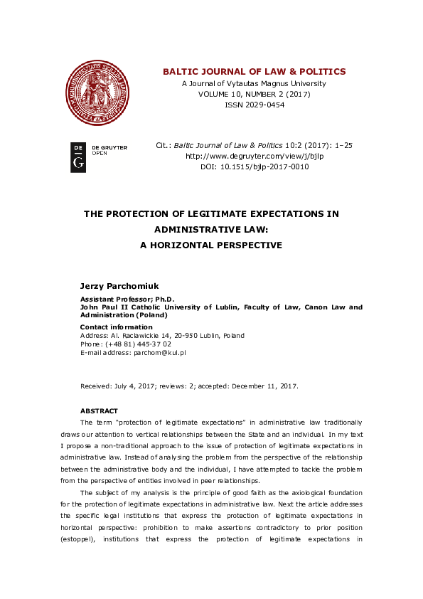  pdf the protection of legitimate expectations in administrative law