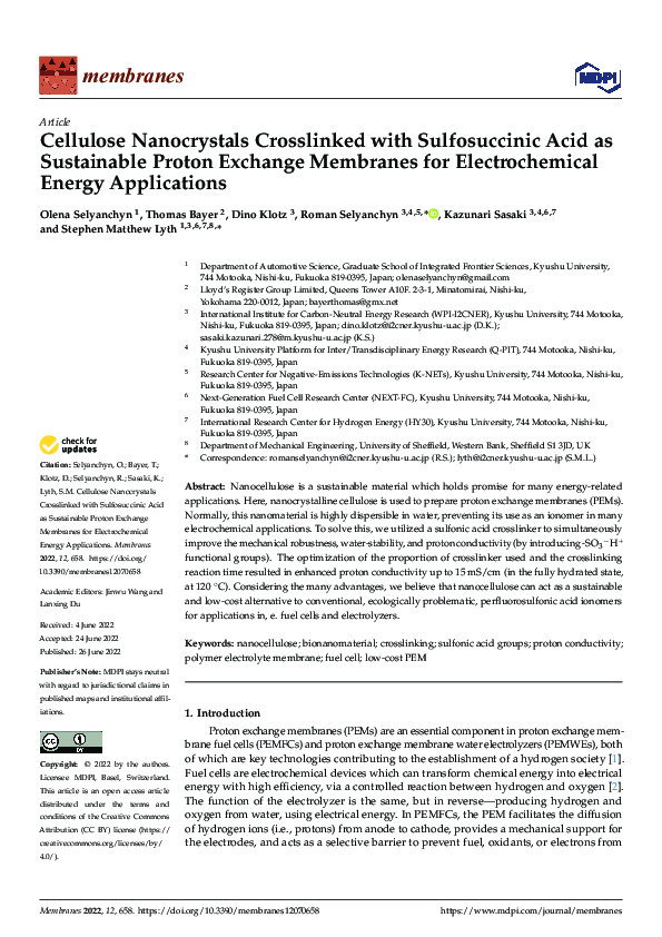 (PDF) Cellulose Nanocrystals Crosslinked with Sulfosuccinic Acid as ...