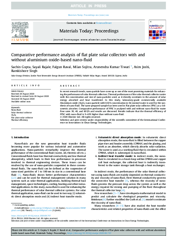 (PDF) Comparative performance analysis of flat plate solar collectors ...