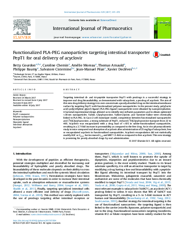 (PDF) Functionalized PLA-PEG nanoparticles targeting intestinal ...