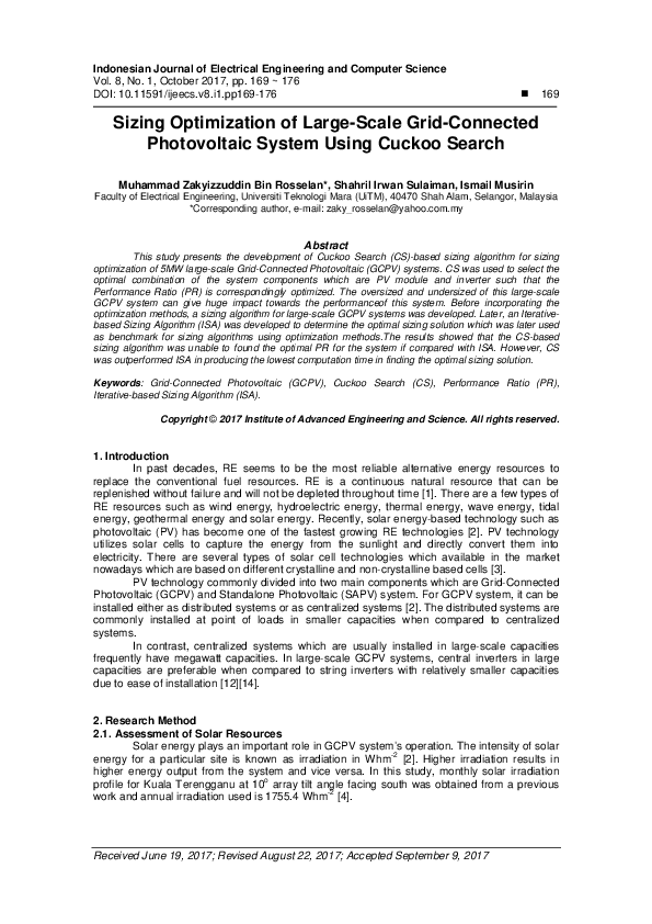 (PDF) Sizing Optimization of Large-Scale Grid-Connected Photovoltaic ...