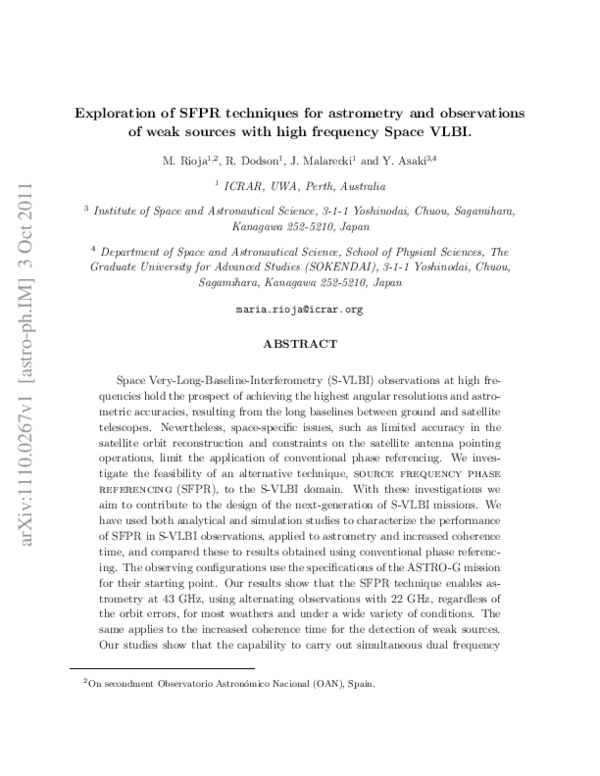 (PDF) Exploration of Source Frequency Phase Referencing Techniques for ...
