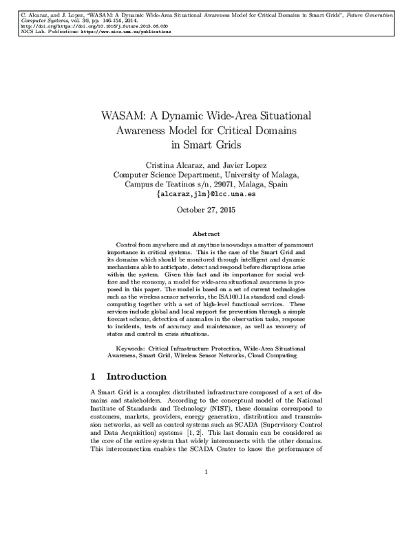 (PDF) WASAM: A dynamic wide-area situational awareness model for ...