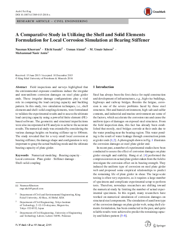 (PDF) A Comparative Study in Utilizing the Shell and Solid Elements ...