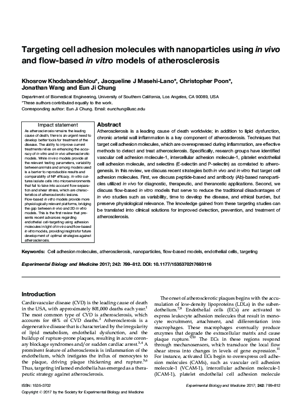 (PDF) Targeting cell adhesion molecules with nanoparticles using in ...