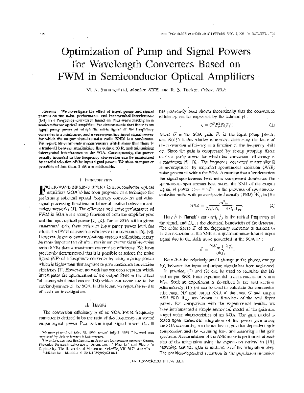 (PDF) Optimization of pump and signal powers for wavelength converters ...