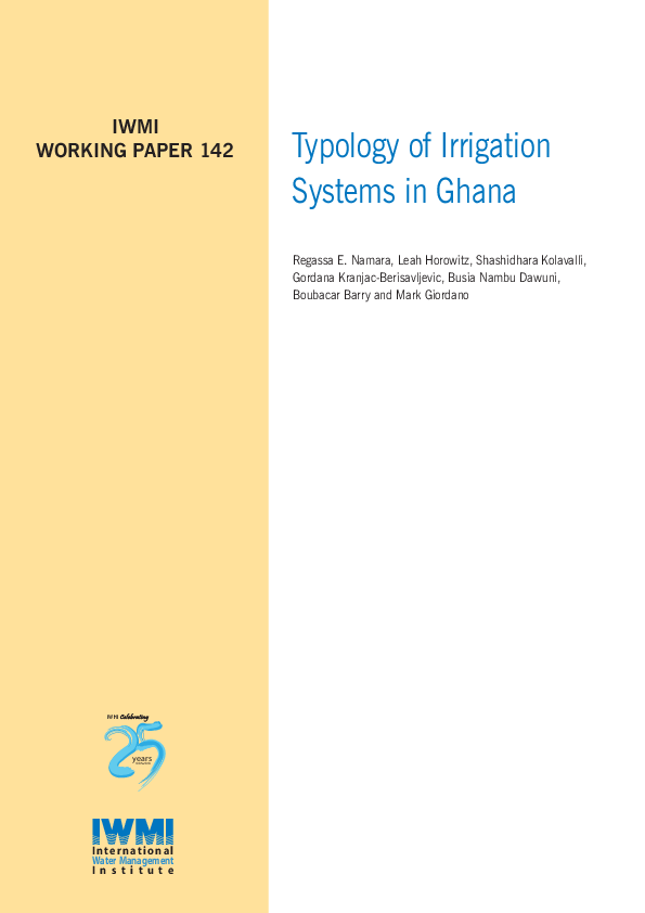 (PDF) Typology of irrigation systems in Ghana Regassa Ensermu Namara