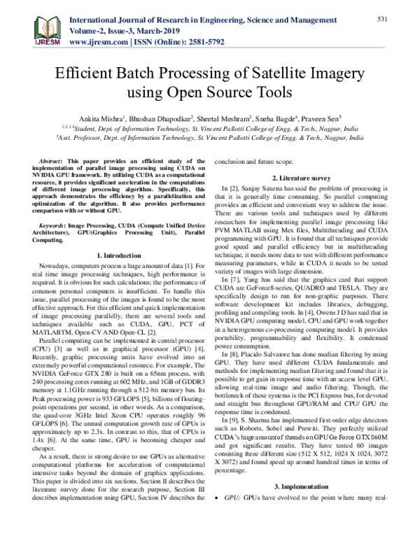 (PDF) Efficient Batch Processing of Satellite Imagery using Open Source ...