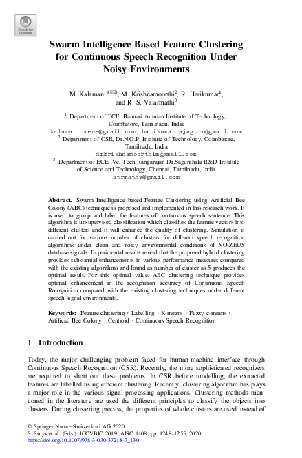 (PDF) Swarm Intelligence Based Feature Clustering for Continuous Speech ...