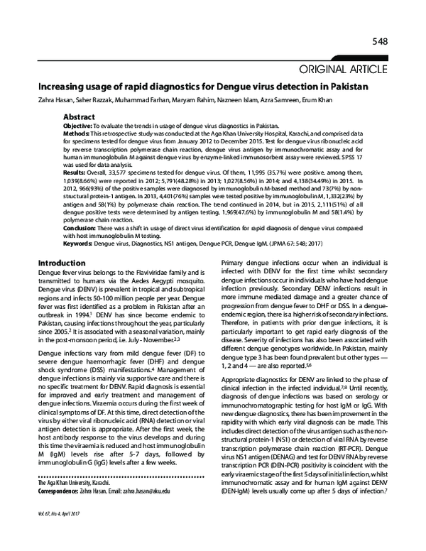 (PDF) Increasing usage of rapid diagnostics for Dengue virus detection ...