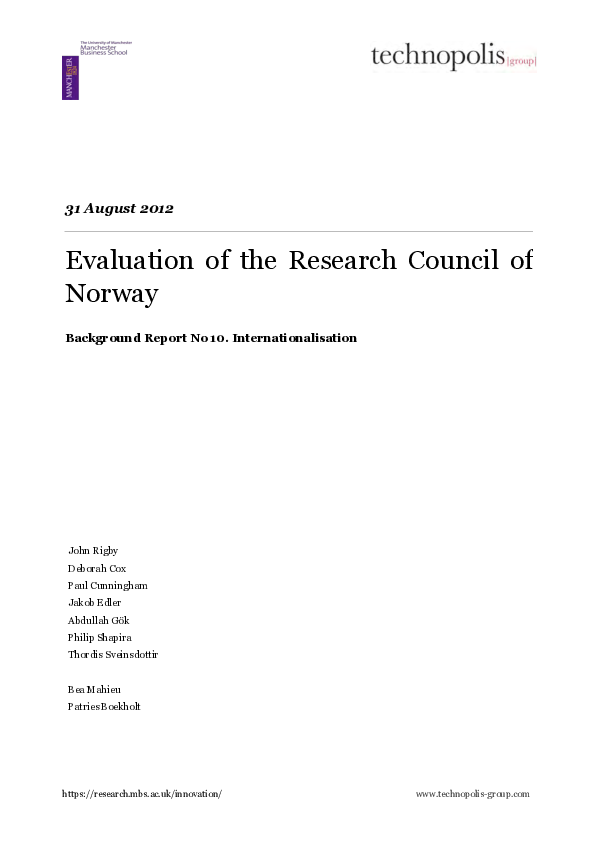 (PDF) Background Report No 10. Internationalisation