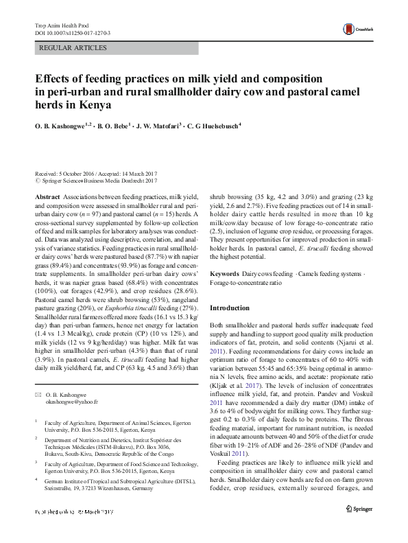 (PDF) Effects of feeding practices on milk yield and composition in ...