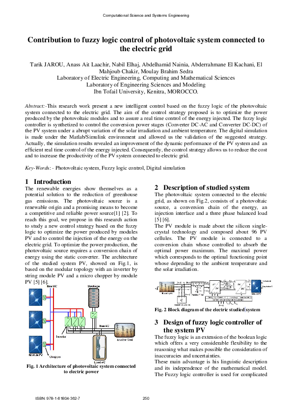 (PDF) Contribution to fuzzy logic control of photovoltaic system ...