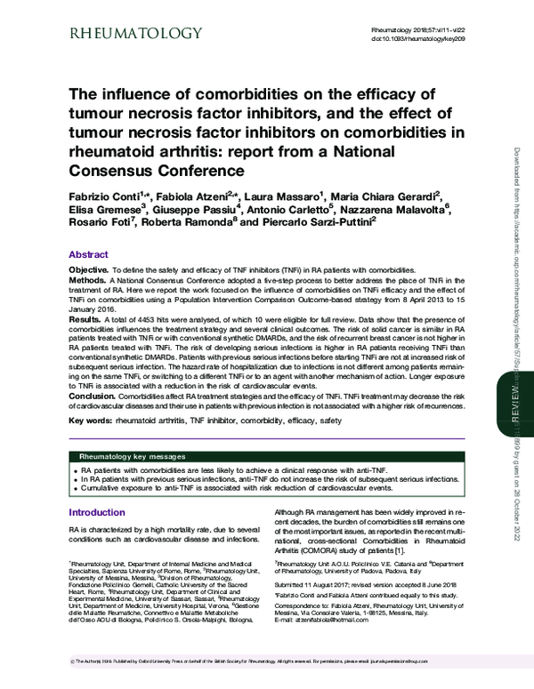 (PDF) The influence of comorbidities on the efficacy of tumour necrosis ...