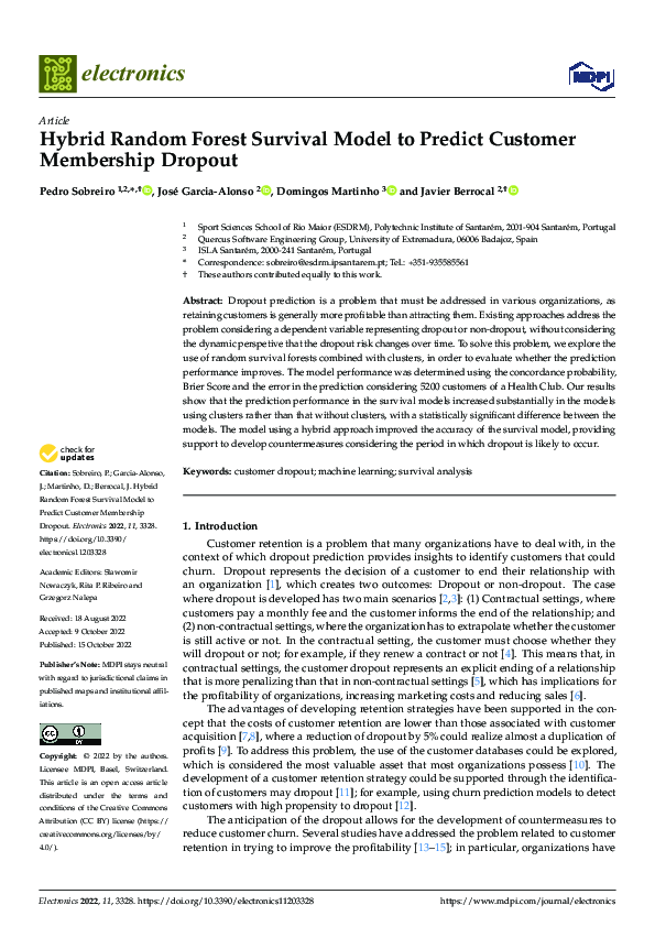 (PDF) Hybrid Random Forest Survival Model to Predict Customer ...