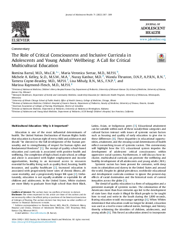 (PDF) The Role of Critical Consciousness and Inclusive Curricula in ...