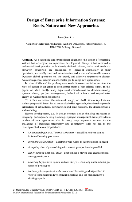 (PDF) Design of Enterprise Information Systems: Roots, Nature and New ...