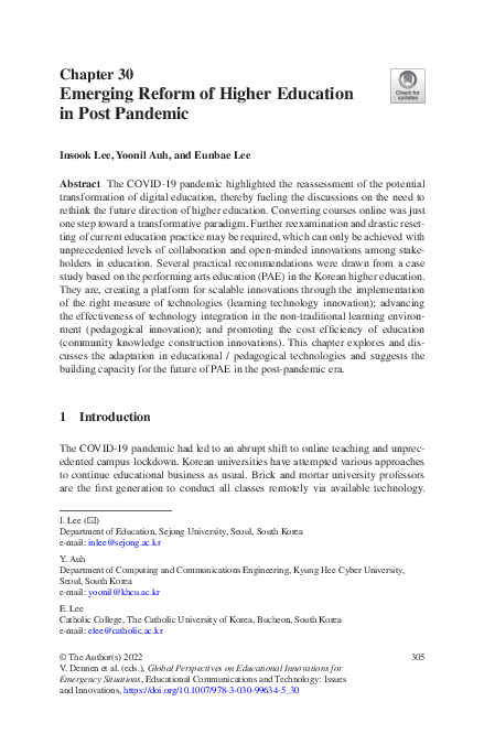 (PDF) Emerging Reform of Higher Education in Post Pandemic