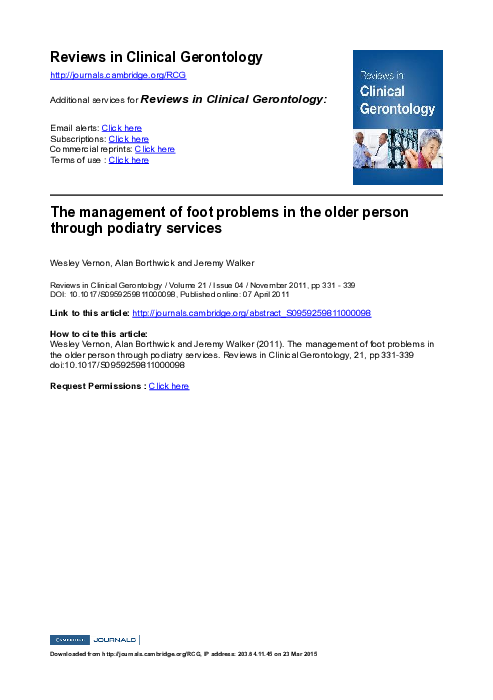 (PDF) The management of foot problems in the older person through ...
