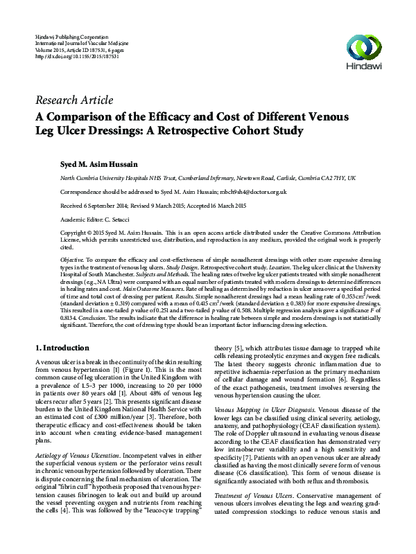 (PDF) A Comparison of the Efficacy and Cost of Different Venous Leg ...
