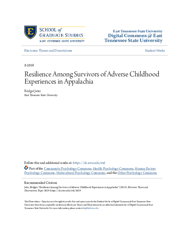 (PDF) Resilience Among Survivors of Adverse Childhood Experiences in ...