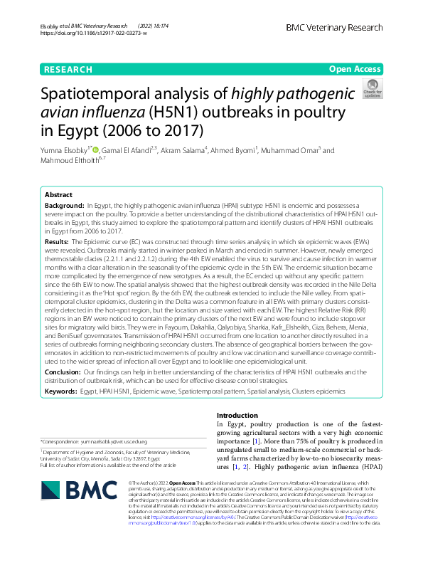 (PDF) Spatiotemporal analysis of highly pathogenic avian influenza ...