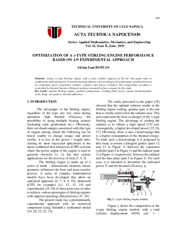 (PDF) Optimization of a Γ-Type Stirling Engine Performance Based on an ...