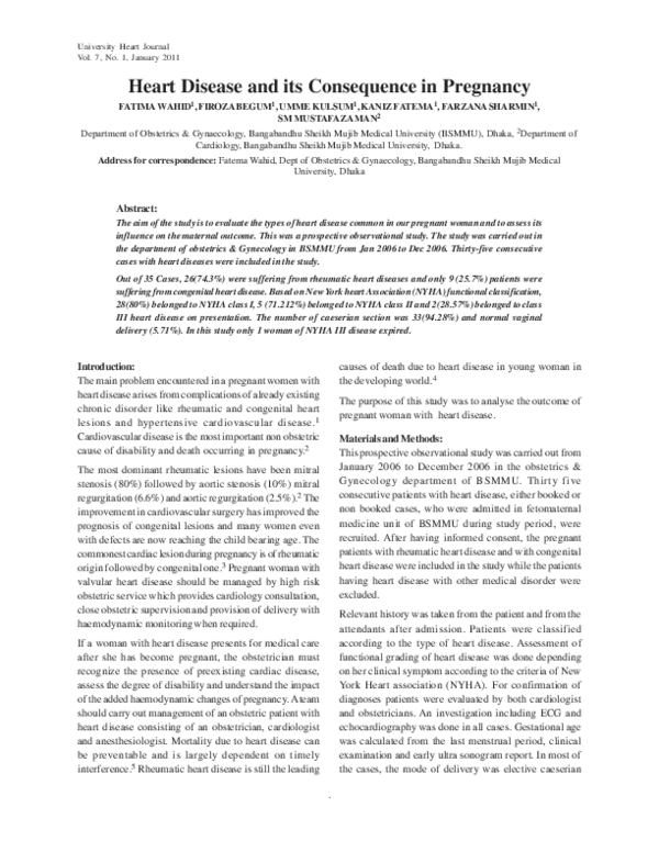 (PDF) Heart Disease and its Consequence in Pregnancy
