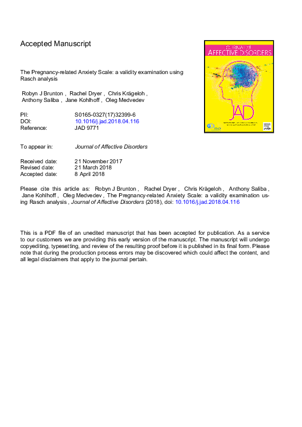 (PDF) The pregnancy-related anxiety scale: A validity examination using ...