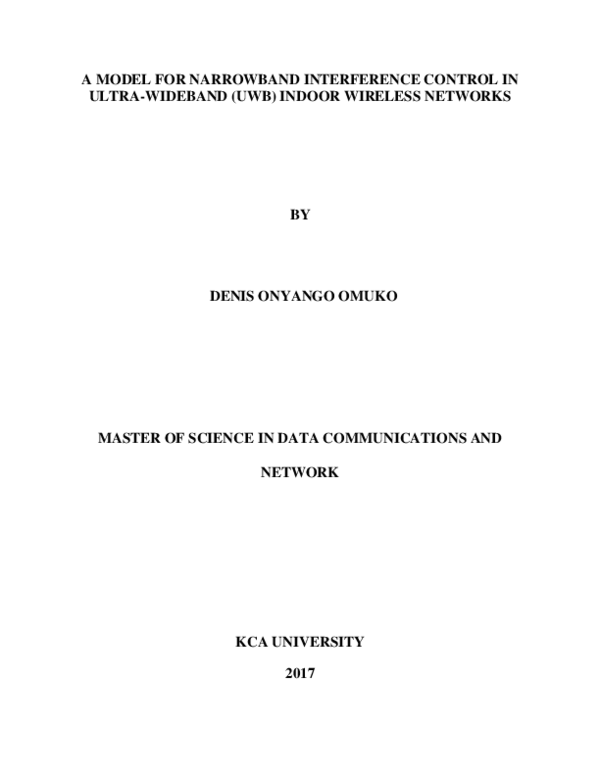 (PDF) A Model For Narrowband Interference Control In Ultra-wideband ...
