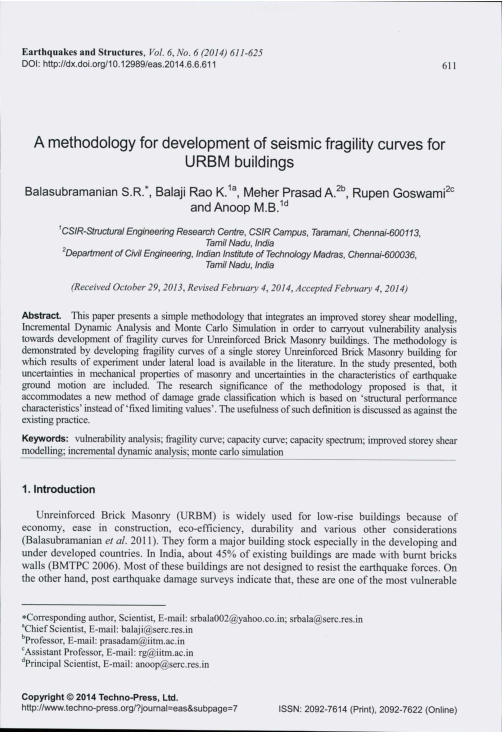 (PDF) A methodology for development of seismic fragility curves for ...