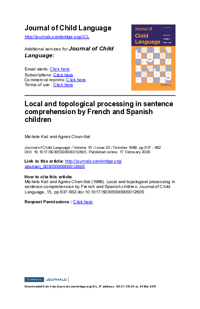 (PDF) Local and topological processing in sentence comprehension by ...