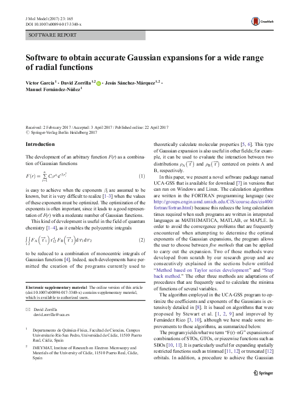 (PDF) Software to obtain accurate Gaussian expansions for a wide range ...
