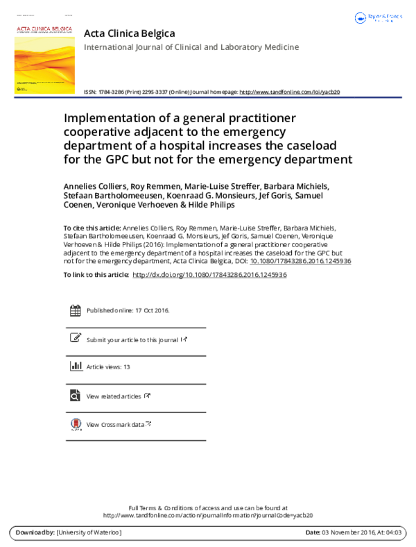 (PDF) Implementation of a general practitioner cooperative adjacent to ...