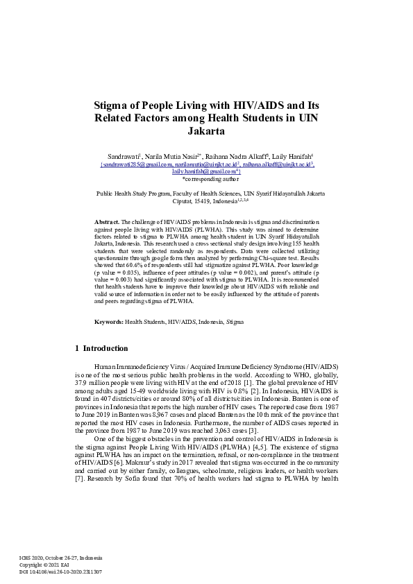 (PDF) Stigma of People Living with HIV/AIDS and Its Related Factors ...