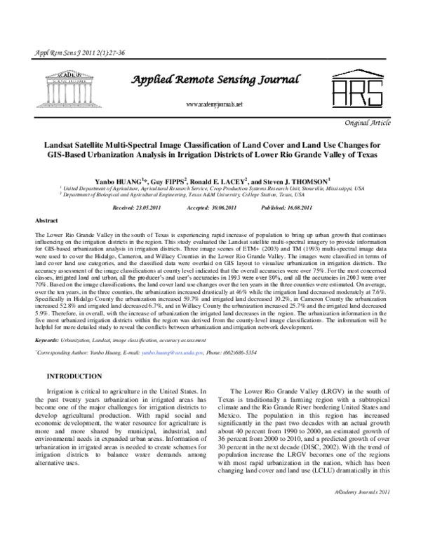 (PDF) Landsat Satellite Multi-Spectral Image Classification of Land ...