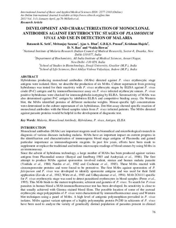 (PDF) Development and Characterization of Monoclonal Antibodies Against ...