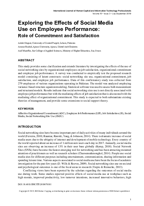 (PDF) Exploring the Effects of Social Media Use on Employee Performance